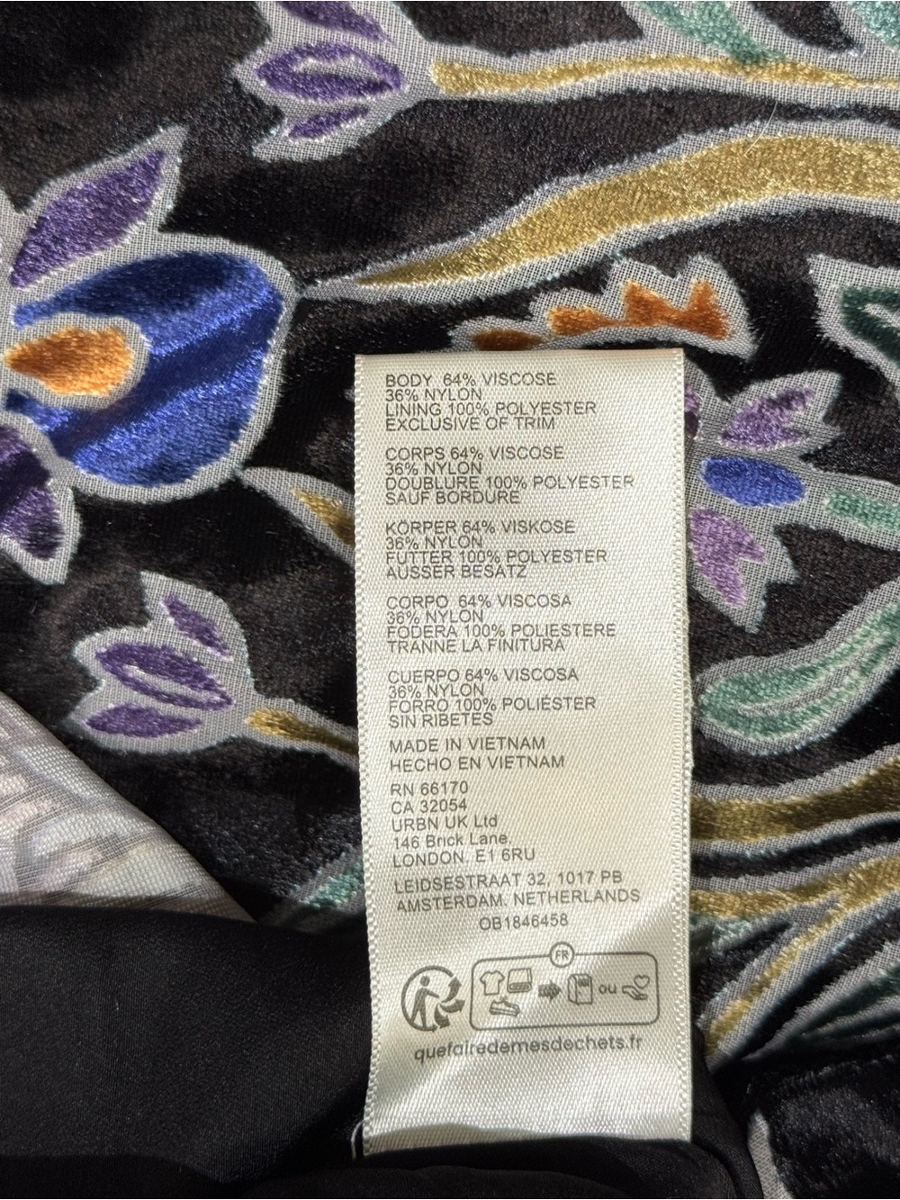 Free People Sz S Dress Iris Velvet Black Multicolour Midi Boho Festival Party - Picture 11 of 12
